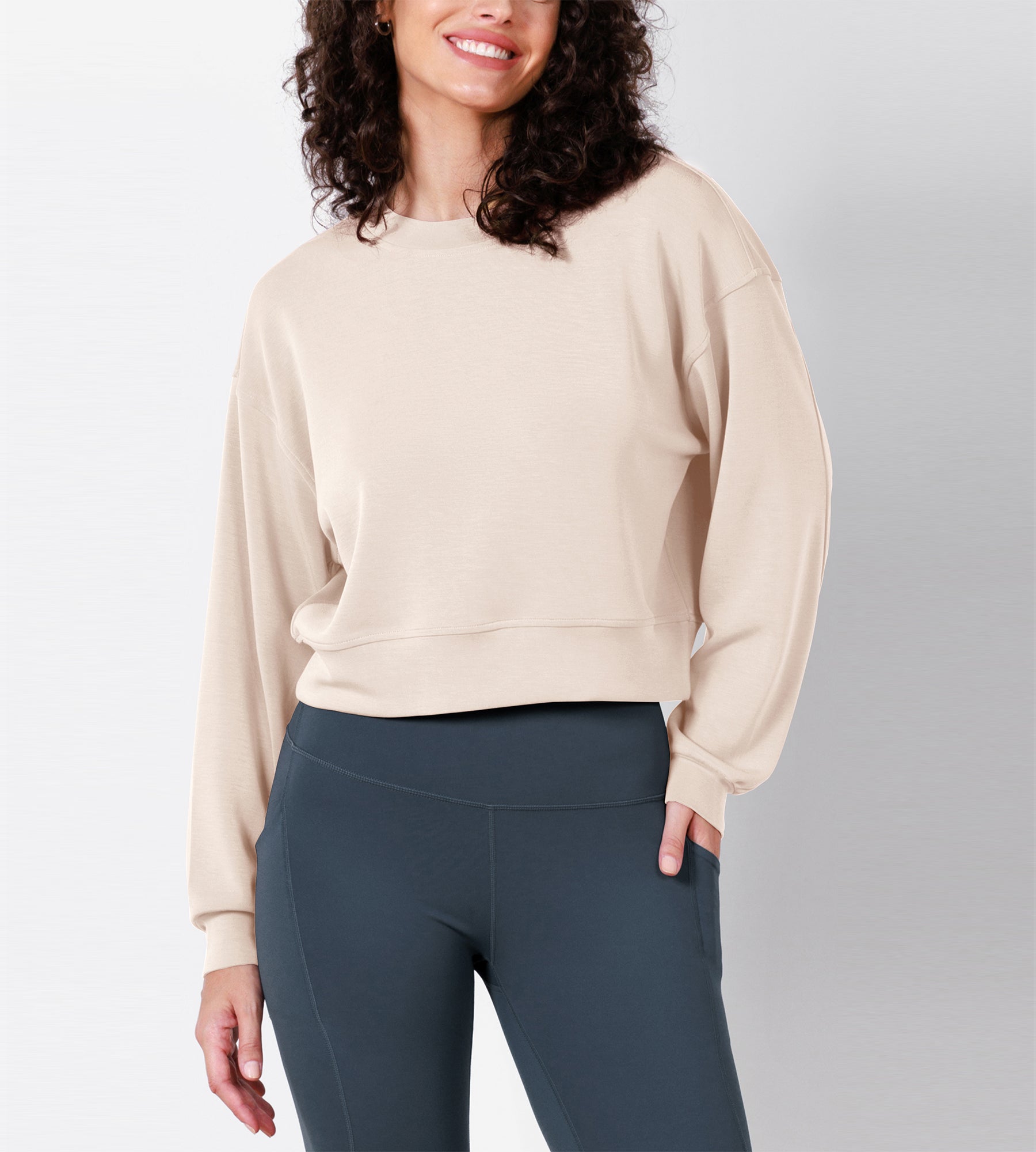 Modal Soft Long Sleeve Cropped Sweatshirts - ododos