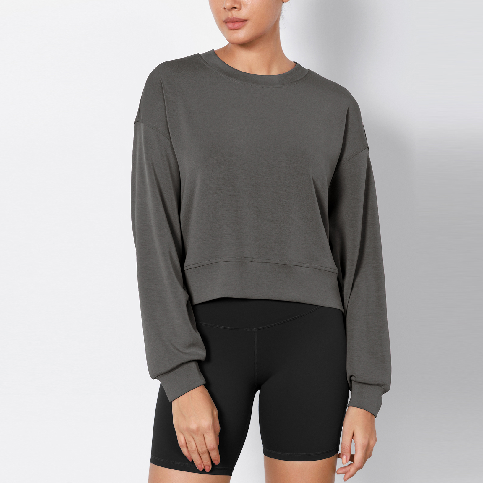 Modal Soft Long Sleeve Cropped Sweatshirts - ododos