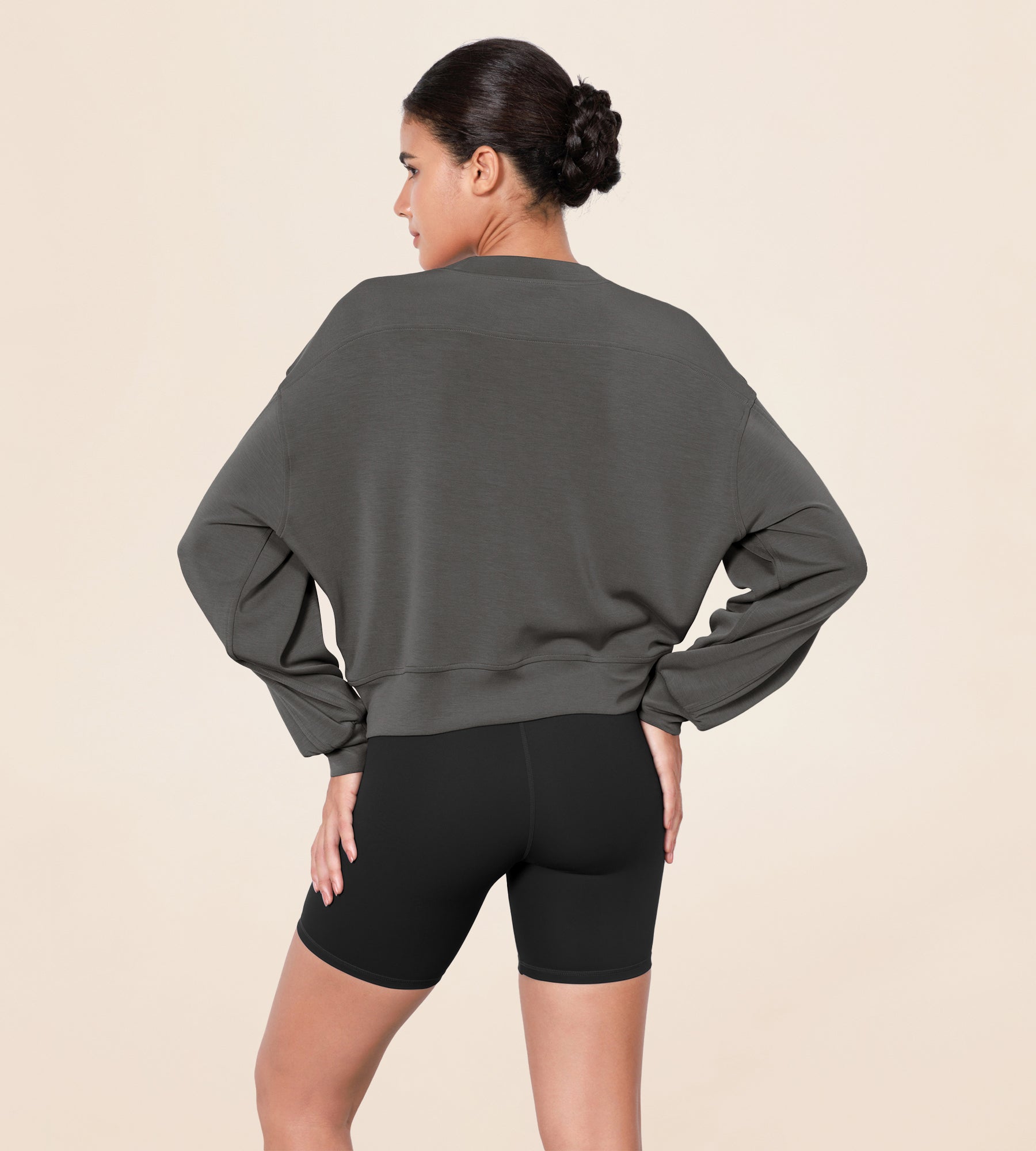 Modal Soft Long Sleeve Cropped Sweatshirts - ododos