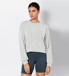 Modal Soft Long Sleeve Cropped Sweatshirts Frosted Mint - ododos