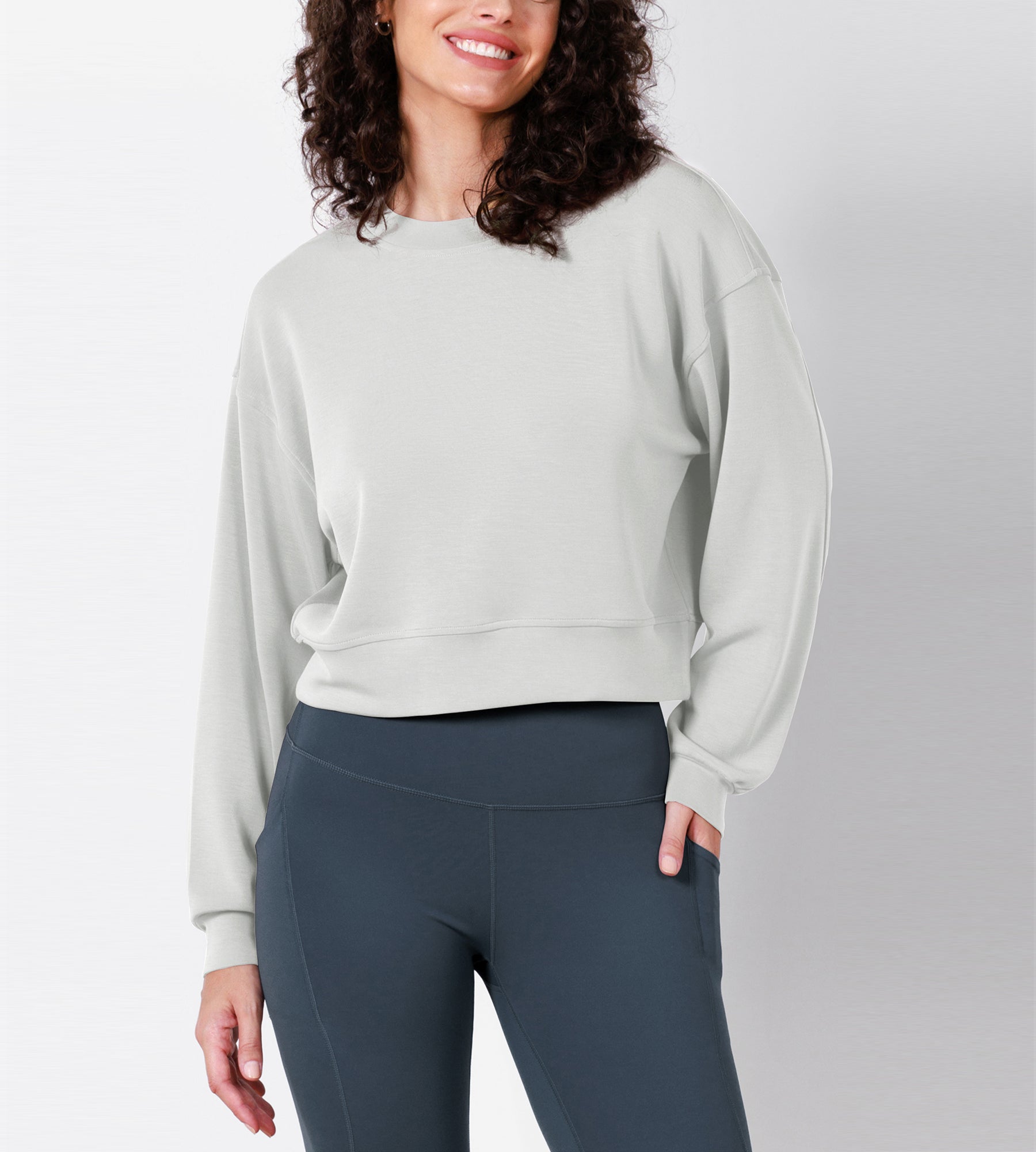 Modal Soft Long Sleeve Cropped Sweatshirts - ododos