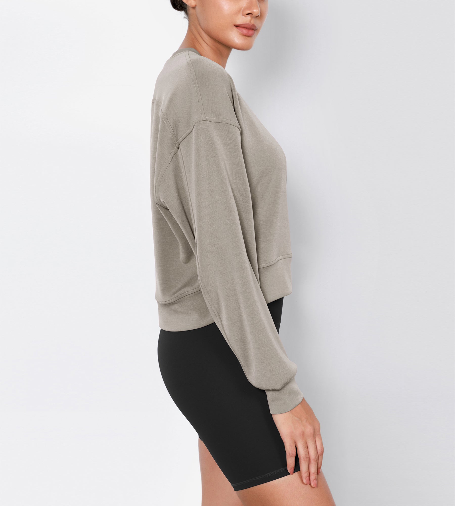 Modal Soft Long Sleeve Cropped Sweatshirts - ododos