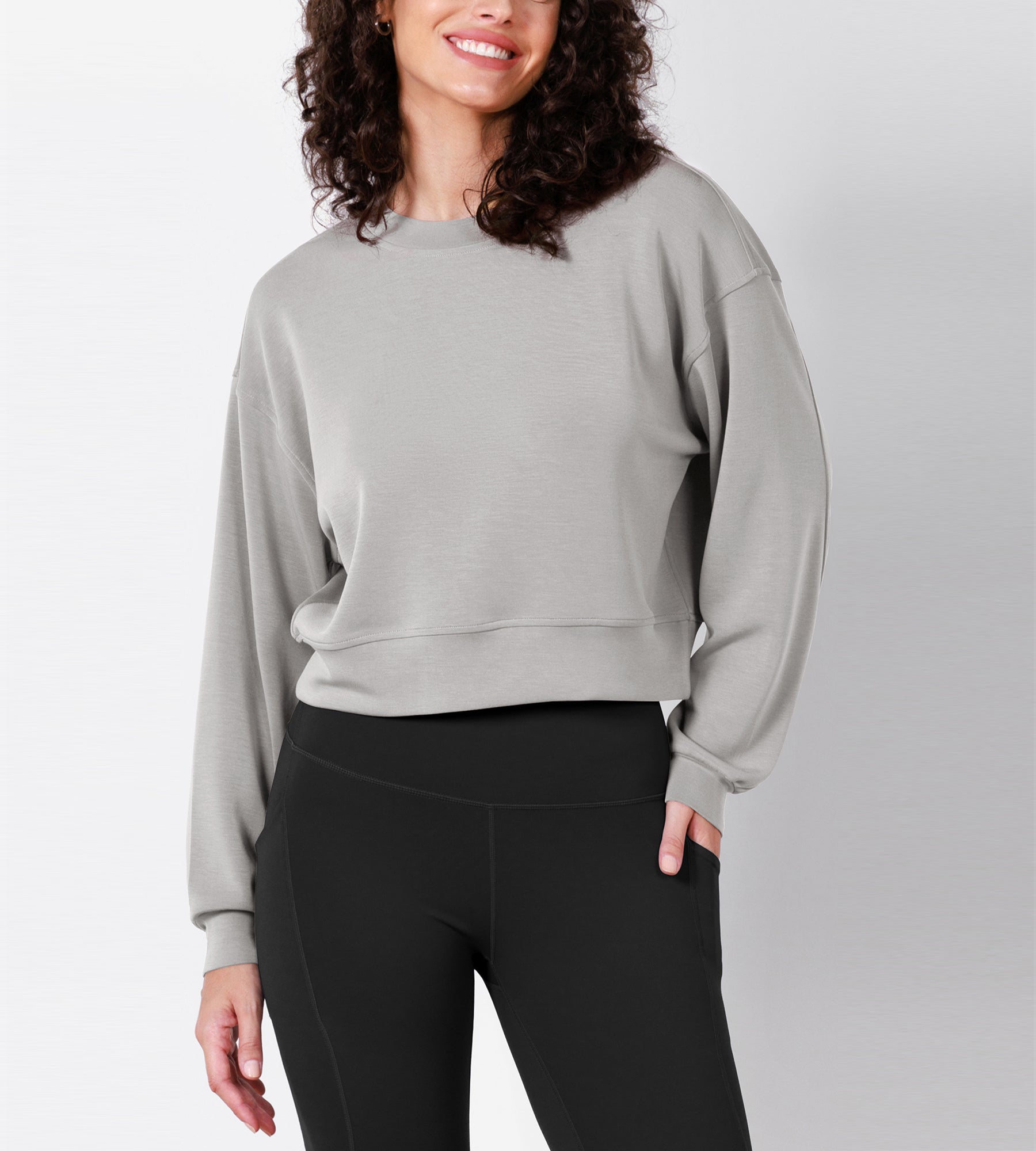 Modal Soft Long Sleeve Cropped Sweatshirts - ododos