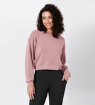 Modal Soft Long Sleeve Cropped Sweatshirts Light Pink - ododos