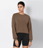 Modal Soft Long Sleeve Cropped Sweatshirts Nutria - ododos