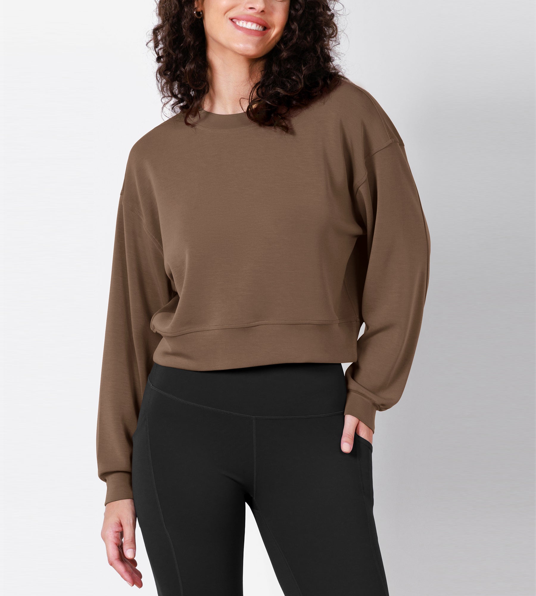 Modal Soft Long Sleeve Cropped Sweatshirts - ododos