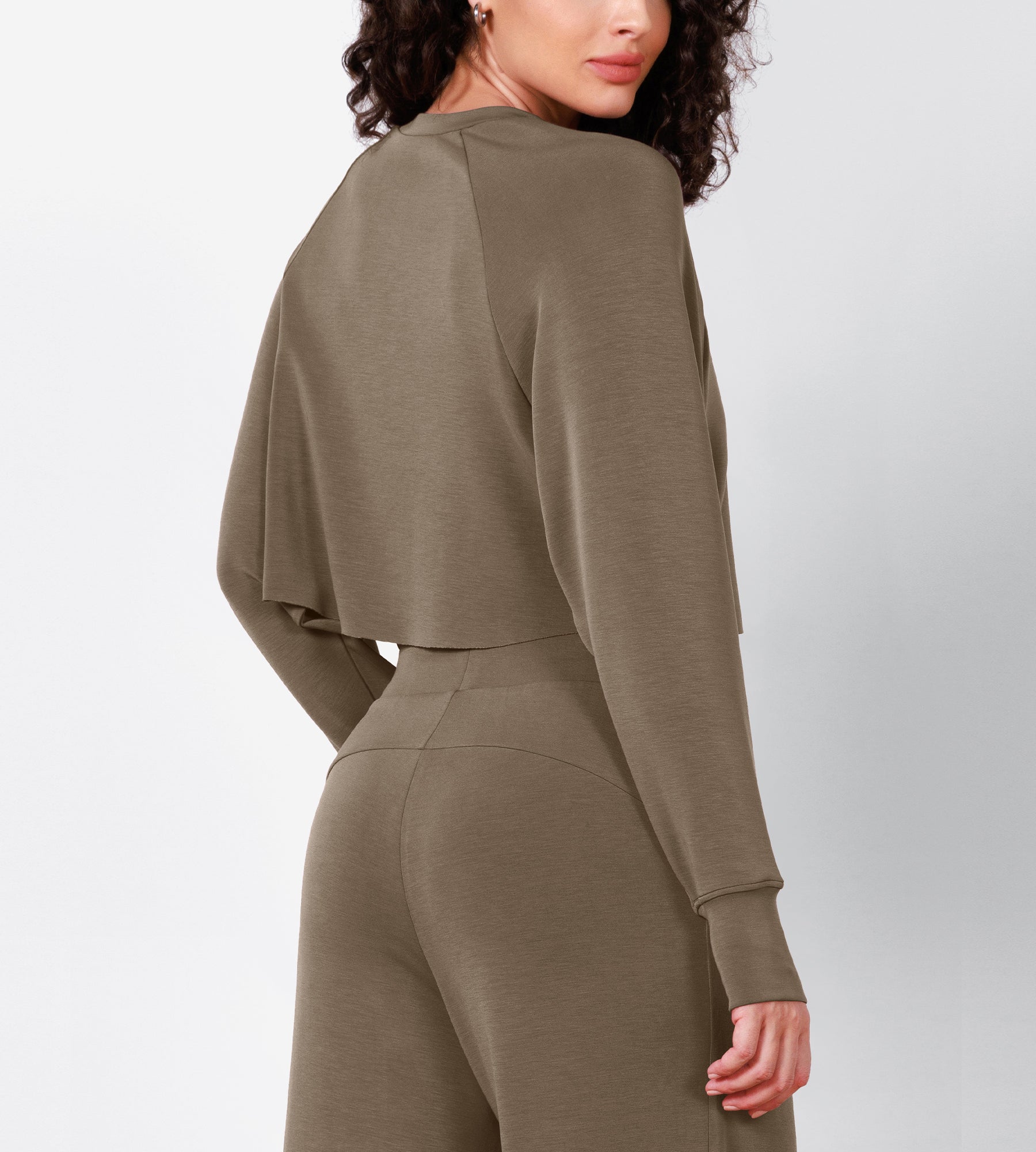 Modal Soft Long Sleeve Cropped Sweatshirts with Thumb Hole - ododos