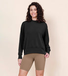 Modal Soft Long Sleeve Oversized Sweatshirts Black - ododos