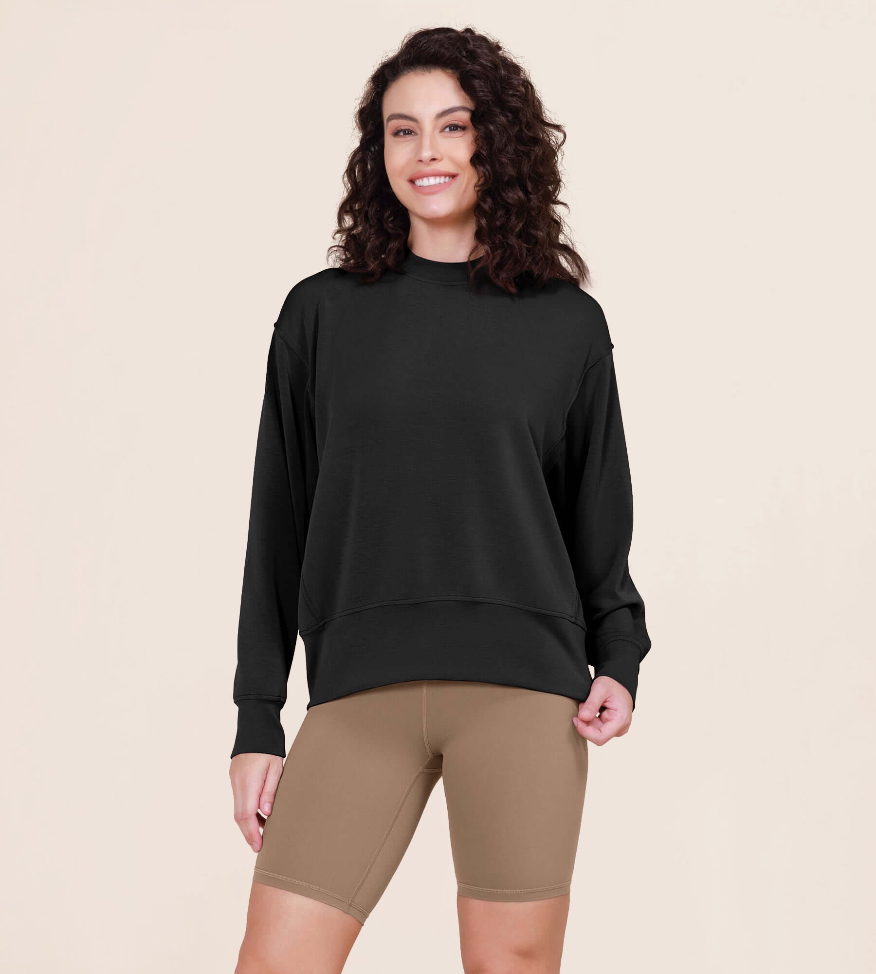 Modal Soft Long Sleeve Oversized Sweatshirts - ododos