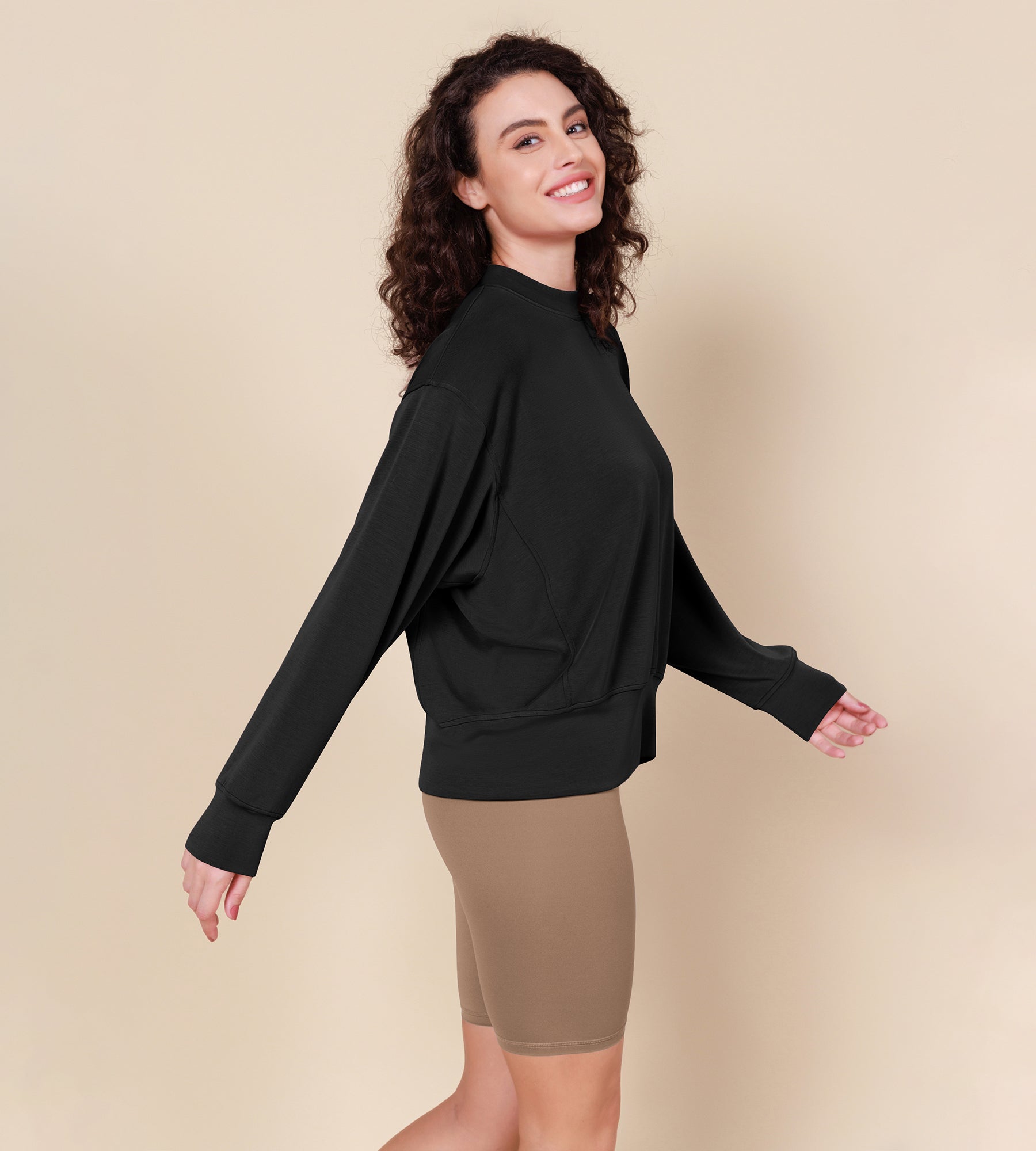 Modal Soft Long Sleeve Oversized Sweatshirts - ododos