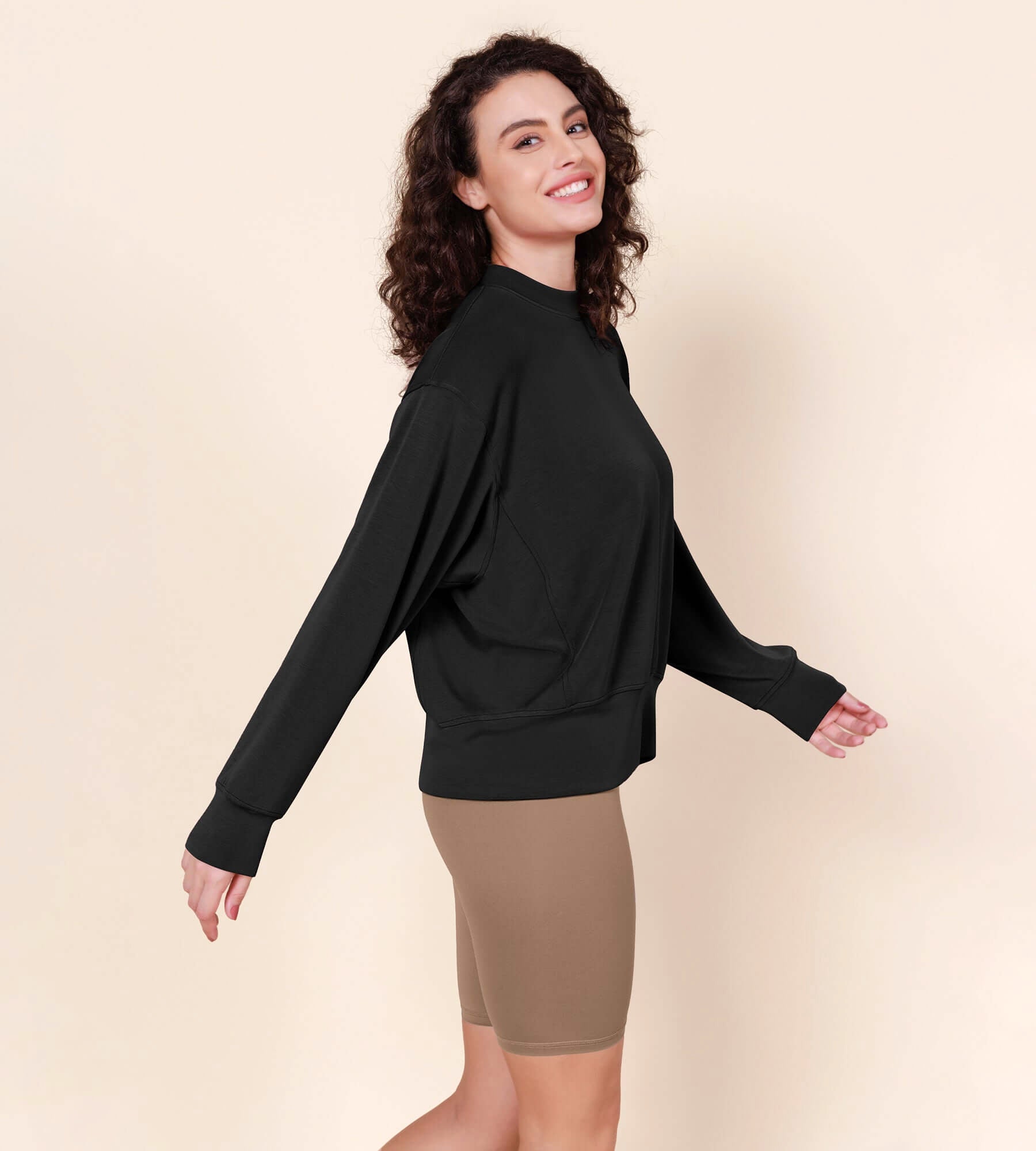 Modal Soft Long Sleeve Oversized Sweatshirts - ododos