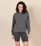 Modal Soft Long Sleeve Oversized Sweatshirts Charcoal - ododos