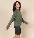 Modal Soft Long Sleeve Oversized Sweatshirts Dark Sage - ododos