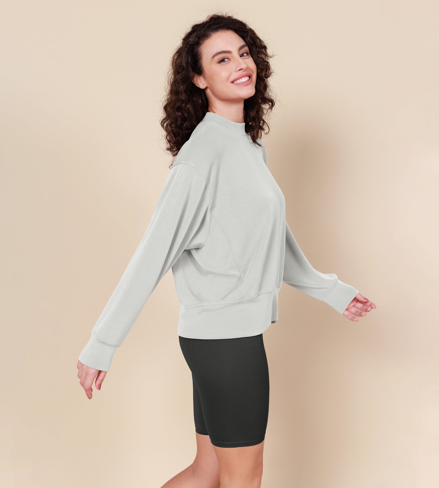 Modal Soft Long Sleeve Oversized Sweatshirts - ododos