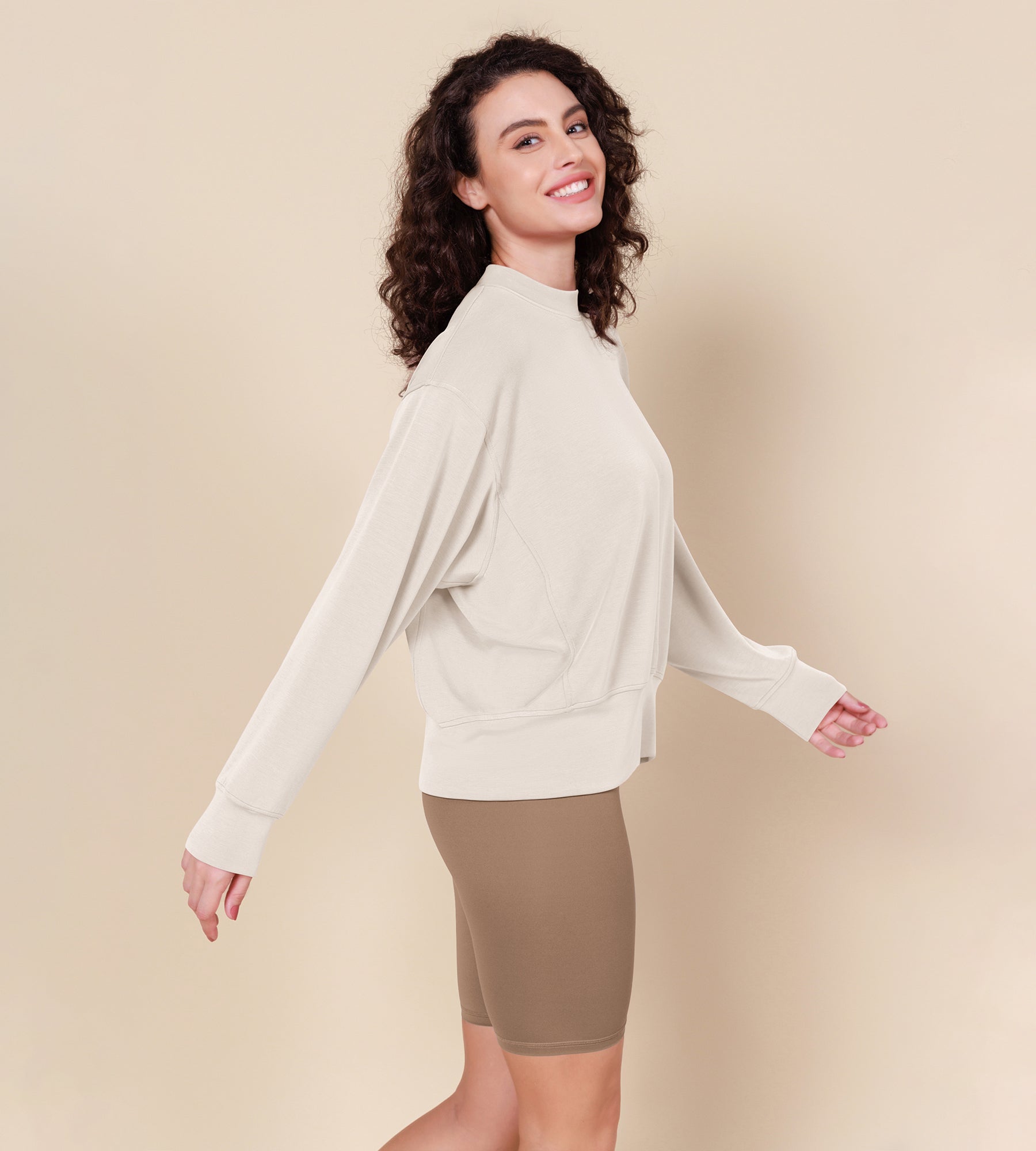 Modal Soft Long Sleeve Oversized Sweatshirts - ododos