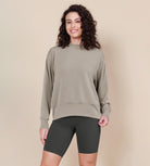 Modal Soft Long Sleeve Oversized Sweatshirts Khaki - ododos