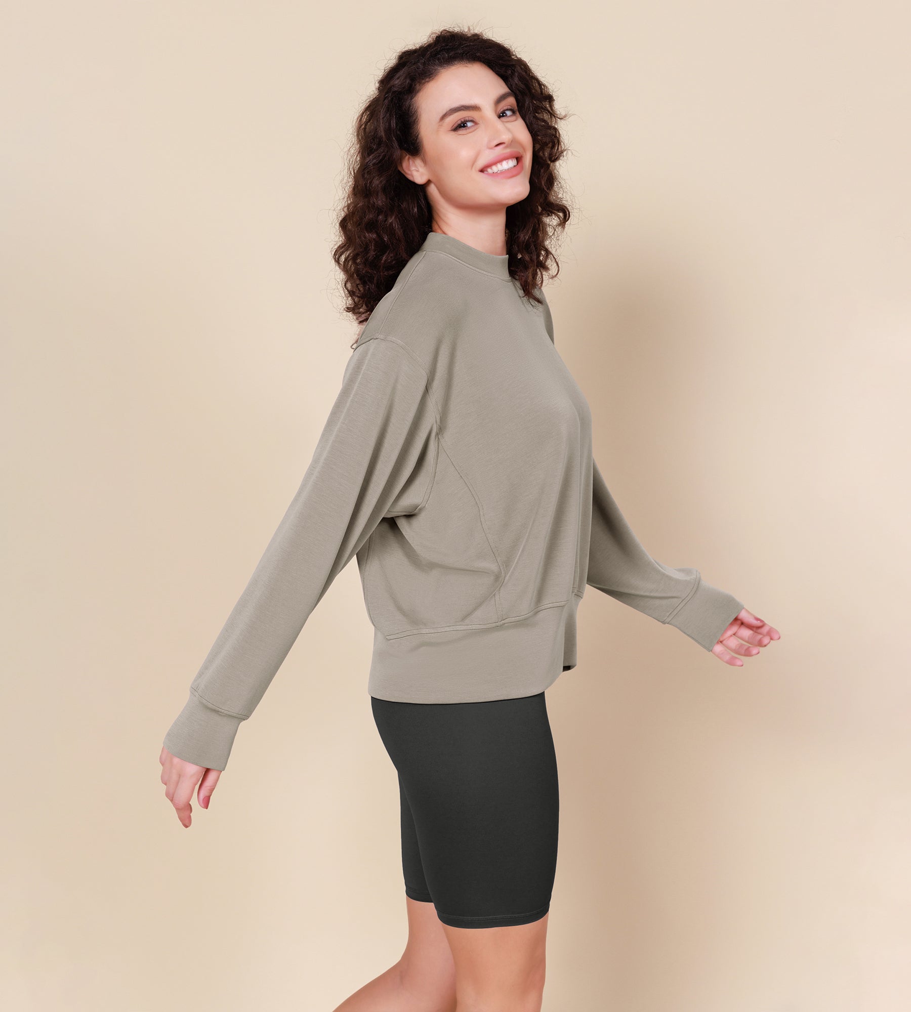 Modal Soft Long Sleeve Oversized Sweatshirts - ododos