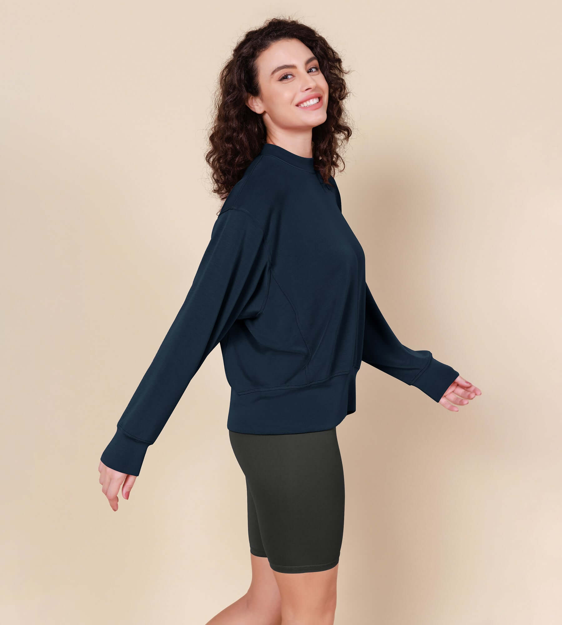 Modal Soft Long Sleeve Oversized Sweatshirts - ododos