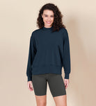 Modal Soft Long Sleeve Oversized Sweatshirts Navy - ododos