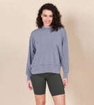 Modal Soft Long Sleeve Oversized Sweatshirts Purple Gray - ododos