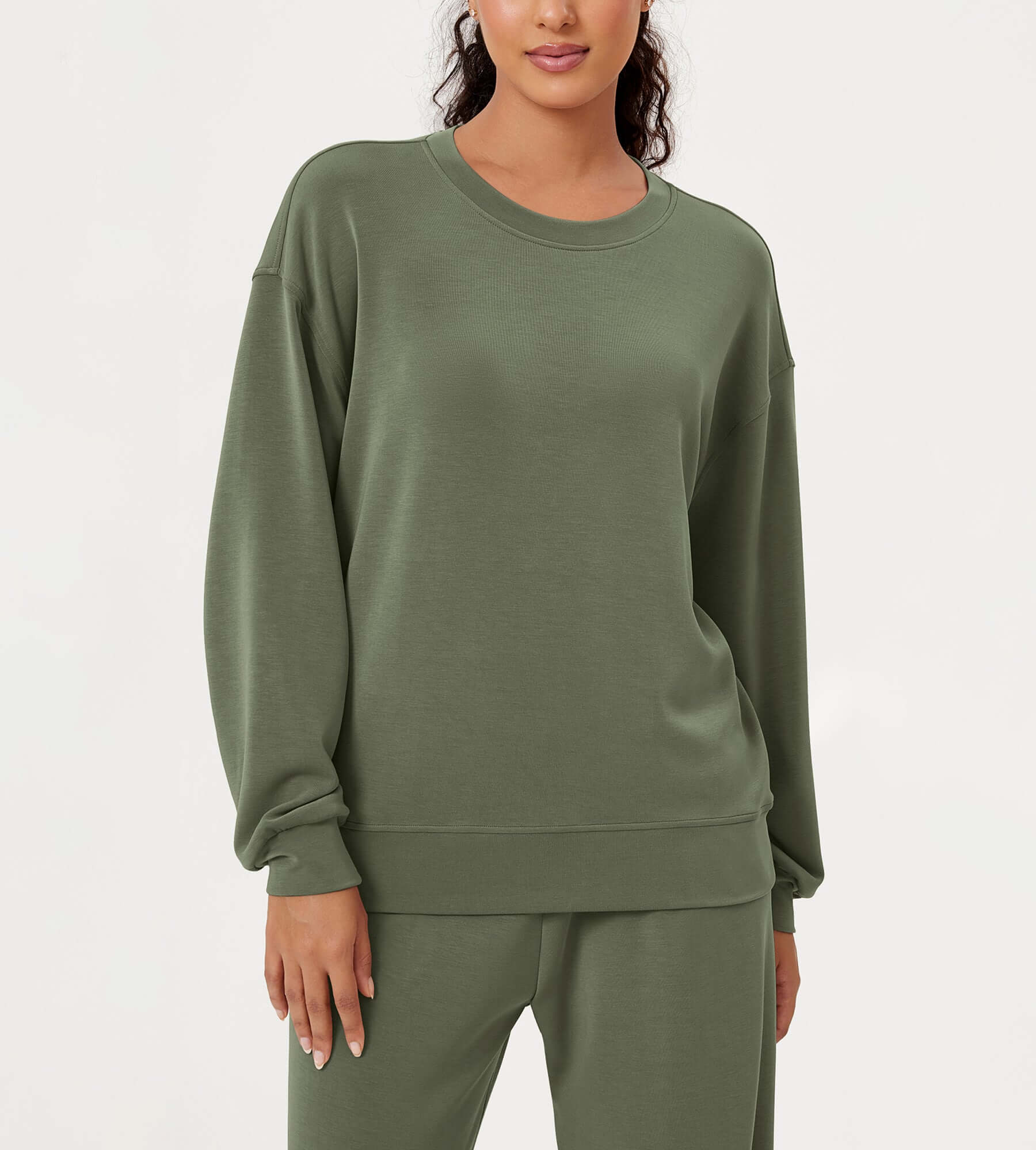 Modal Soft Oversized Crew Neck Sweatshirts - ododos