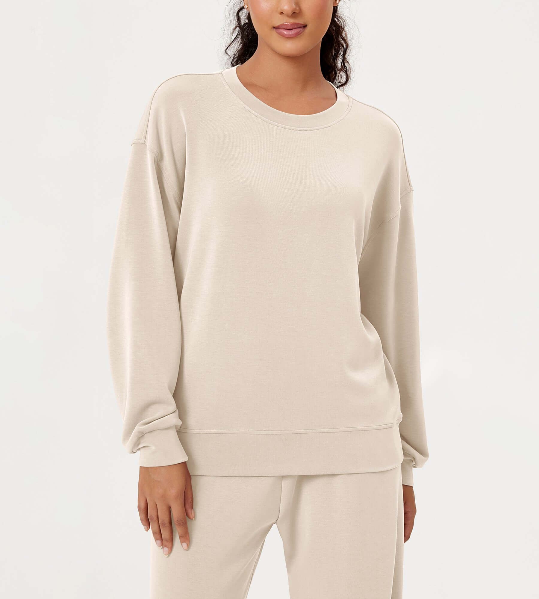 Modal Soft Oversized Crew Neck Sweatshirts - ododos