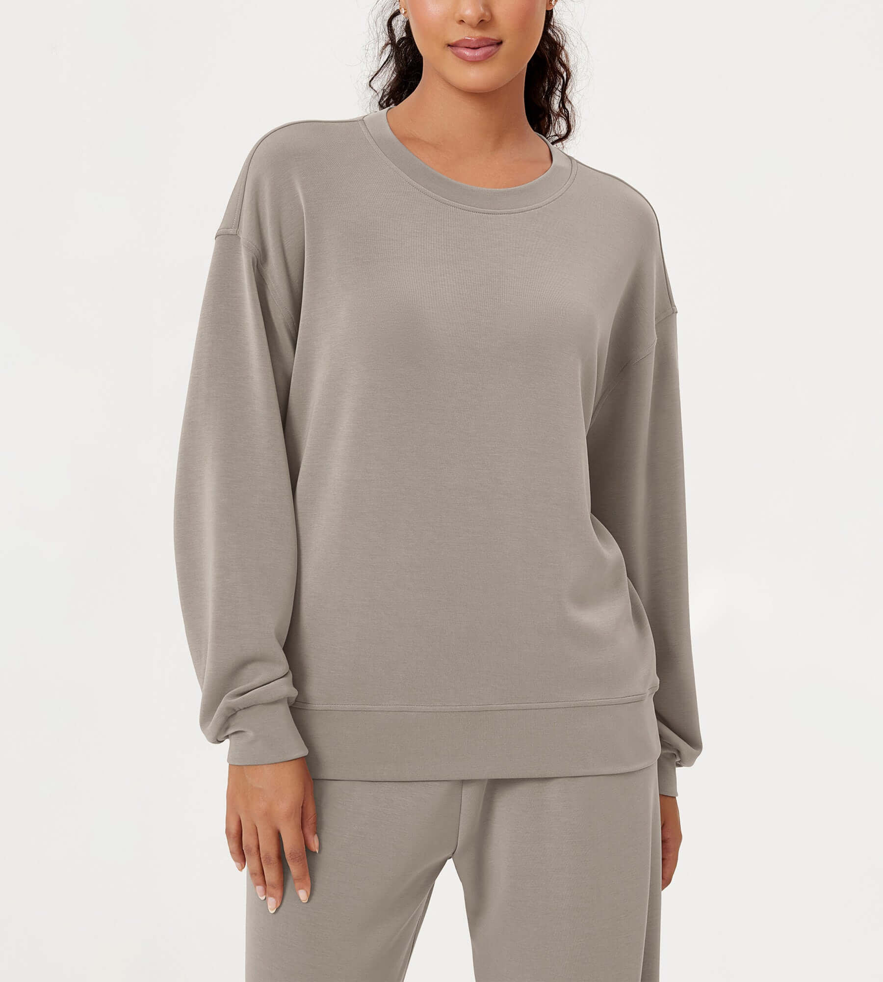 Modal Soft Oversized Crew Neck Sweatshirts - ododos