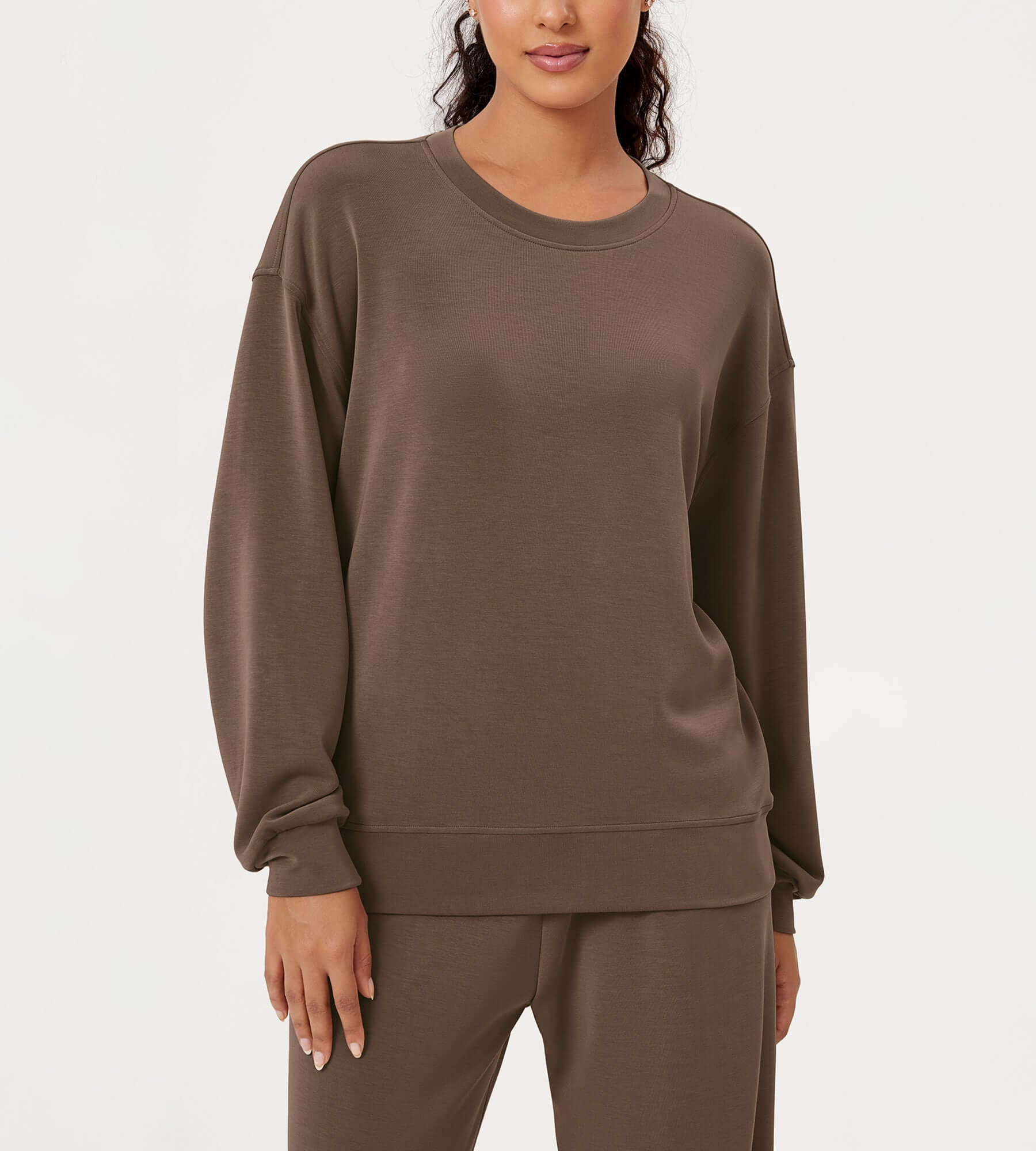 Modal Soft Oversized Crew Neck Sweatshirts - ododos