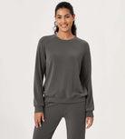 Modal Soft Raglan Long Sleeves Sweatshirts Charcoal - ododos