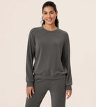 Modal Soft Raglan Long Sleeves Sweatshirts Charcoal - ododos