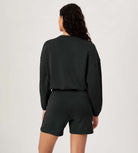 Modal Soft Cropped Long Sleeve Elastic Hem Sweatshirts - ododos