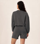 Modal Soft Cropped Long Sleeve Elastic Hem Sweatshirts - ododos