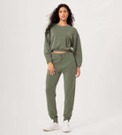 Modal Soft Cropped Long Sleeve Elastic Hem Sweatshirts - ododos