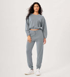 Modal Soft Cropped Long Sleeve Elastic Hem Sweatshirts - ododos