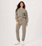 Modal Soft Cropped Long Sleeve Elastic Hem Sweatshirts - ododos