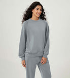 Modal Soft Oversized Raglan Crew Neck Relaxed Sweatshirts Pullover - ododos