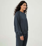 Modal Soft Oversized Raglan Crew Neck Relaxed Sweatshirts Pullover - ododos