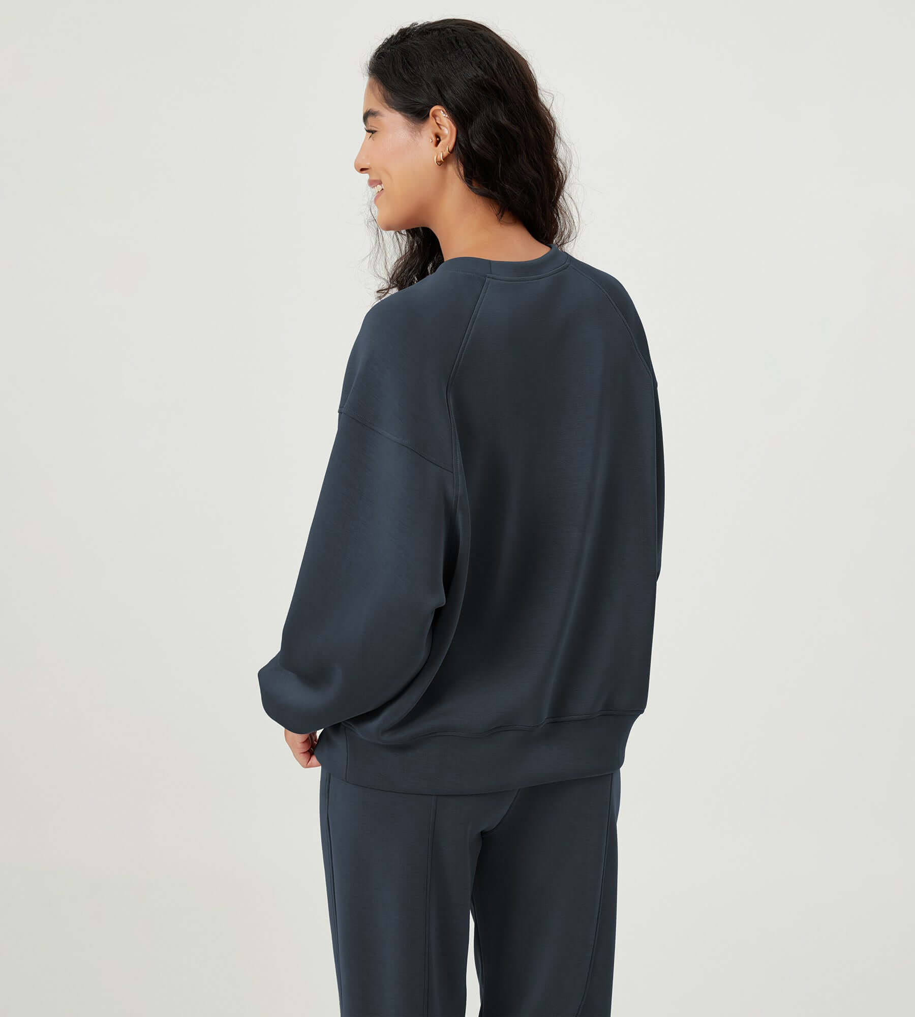 Modal Soft Oversized Raglan Crew Neck Relaxed Sweatshirts Pullover - ododos