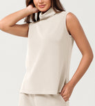 Modal Soft Casual Sleeveless Turtleneck Pullover Tops - ododos