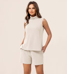 Modal Soft Casual Sleeveless Turtleneck Pullover Tops - ododos