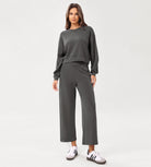 Modal Soft Relaxed Cropped Pants Charcoal - ododos