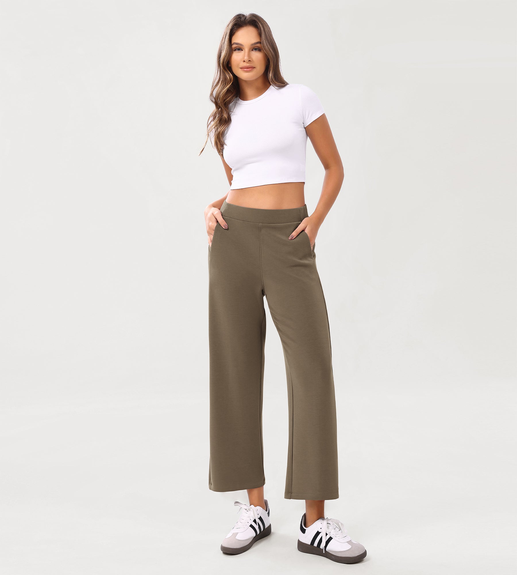 Modal Soft Relaxed Cropped Pants Espresso - ododos