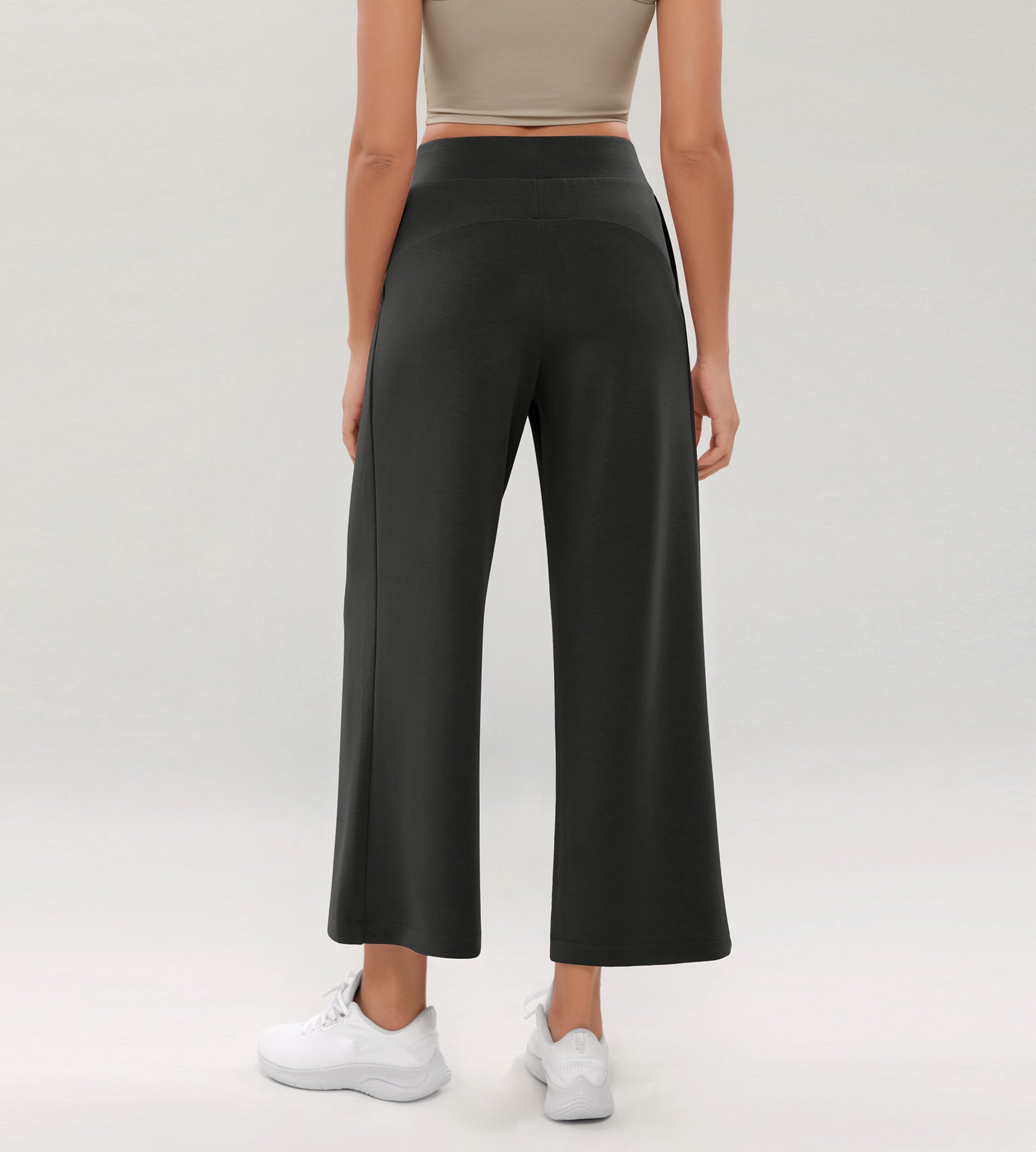 Modal Soft Wide Leg Cropped Casual Pants - ododos