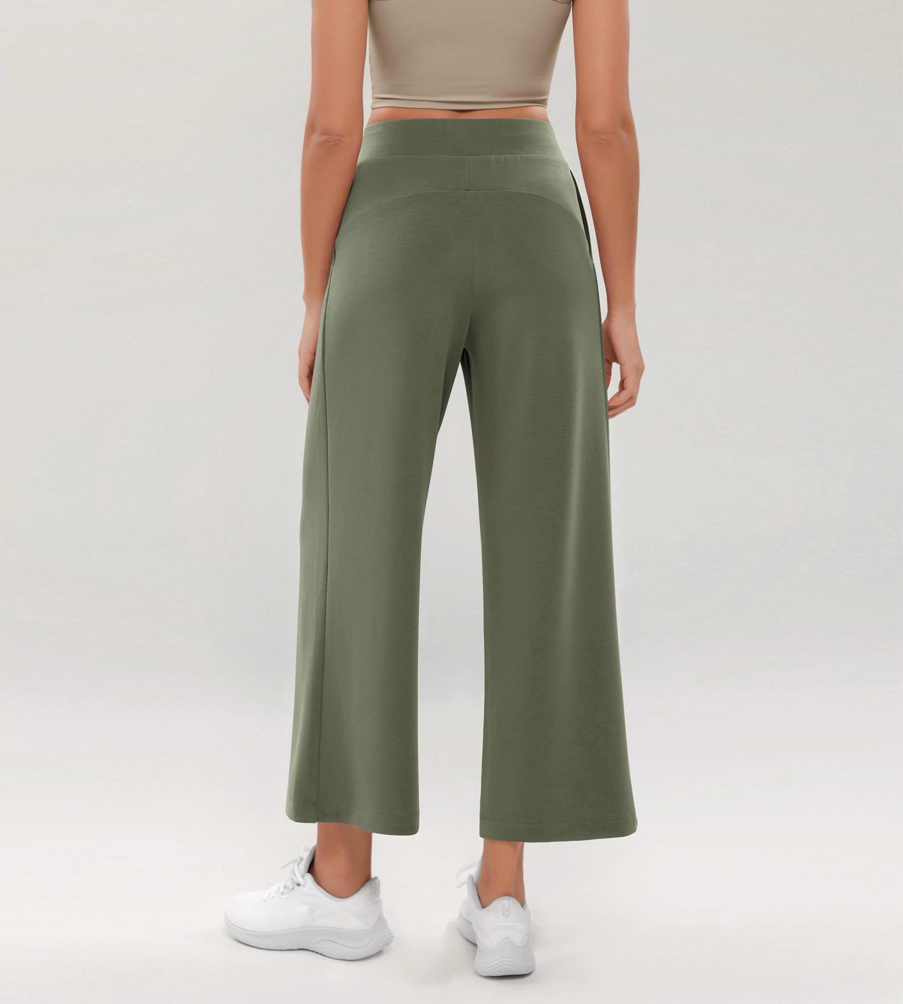 Modal Soft Wide Leg Cropped Casual Pants - ododos