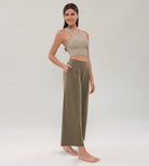 Modal Soft Wide Leg Cropped Casual Pants Espresso - ododos