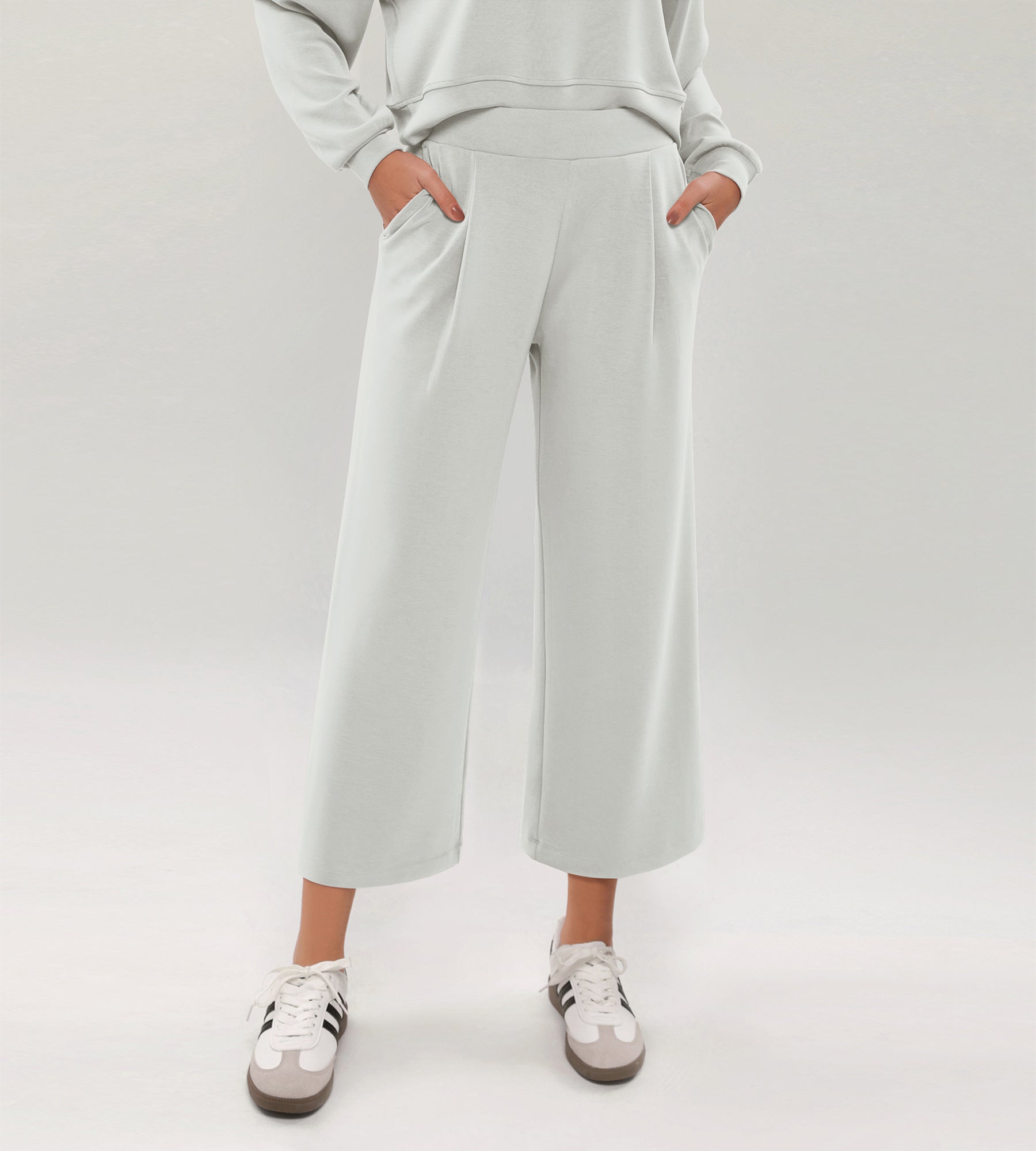 Modal Soft Wide Leg Cropped Casual Pants - ododos