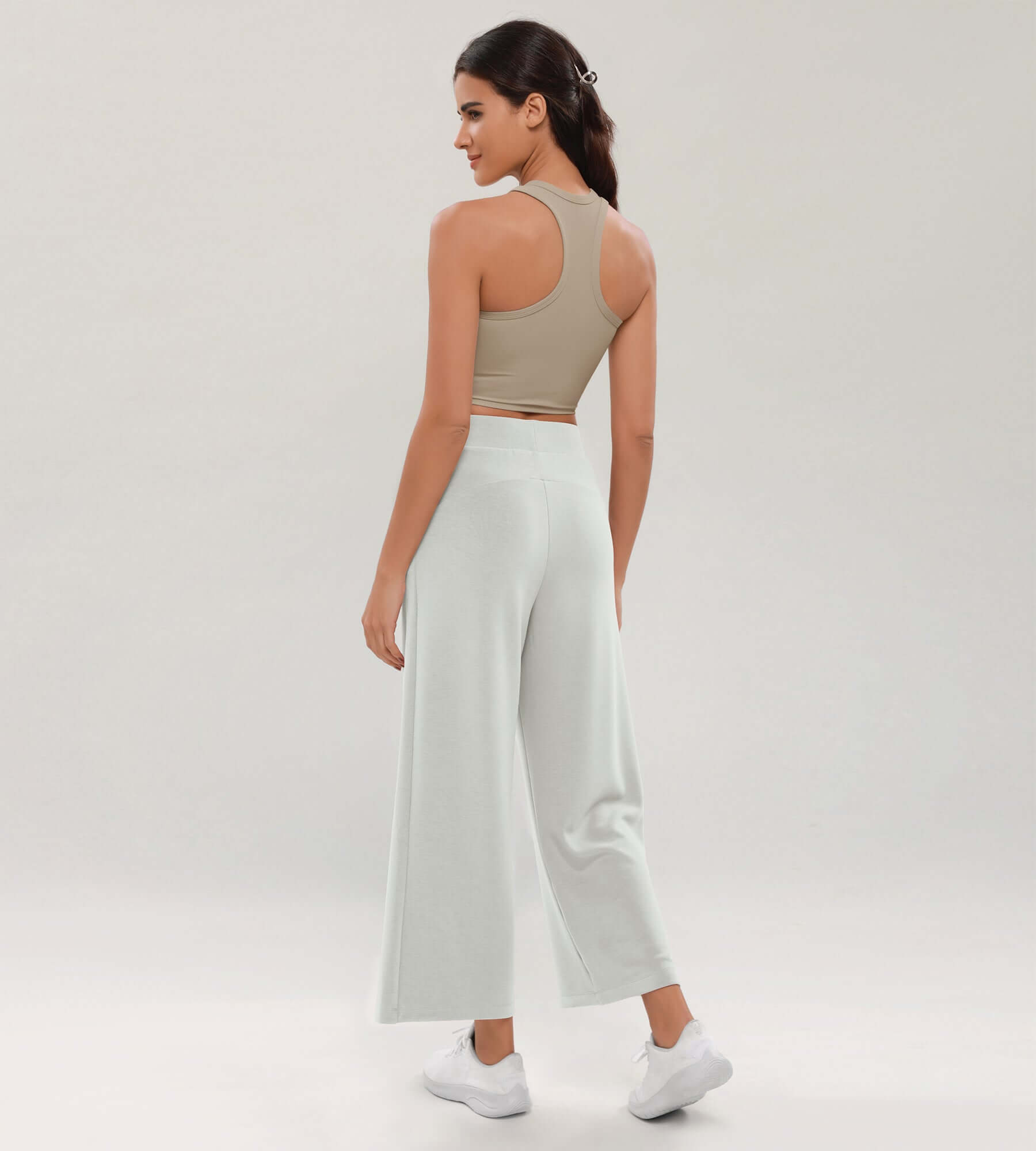 Modal Soft Wide Leg Cropped Casual Pants - ododos