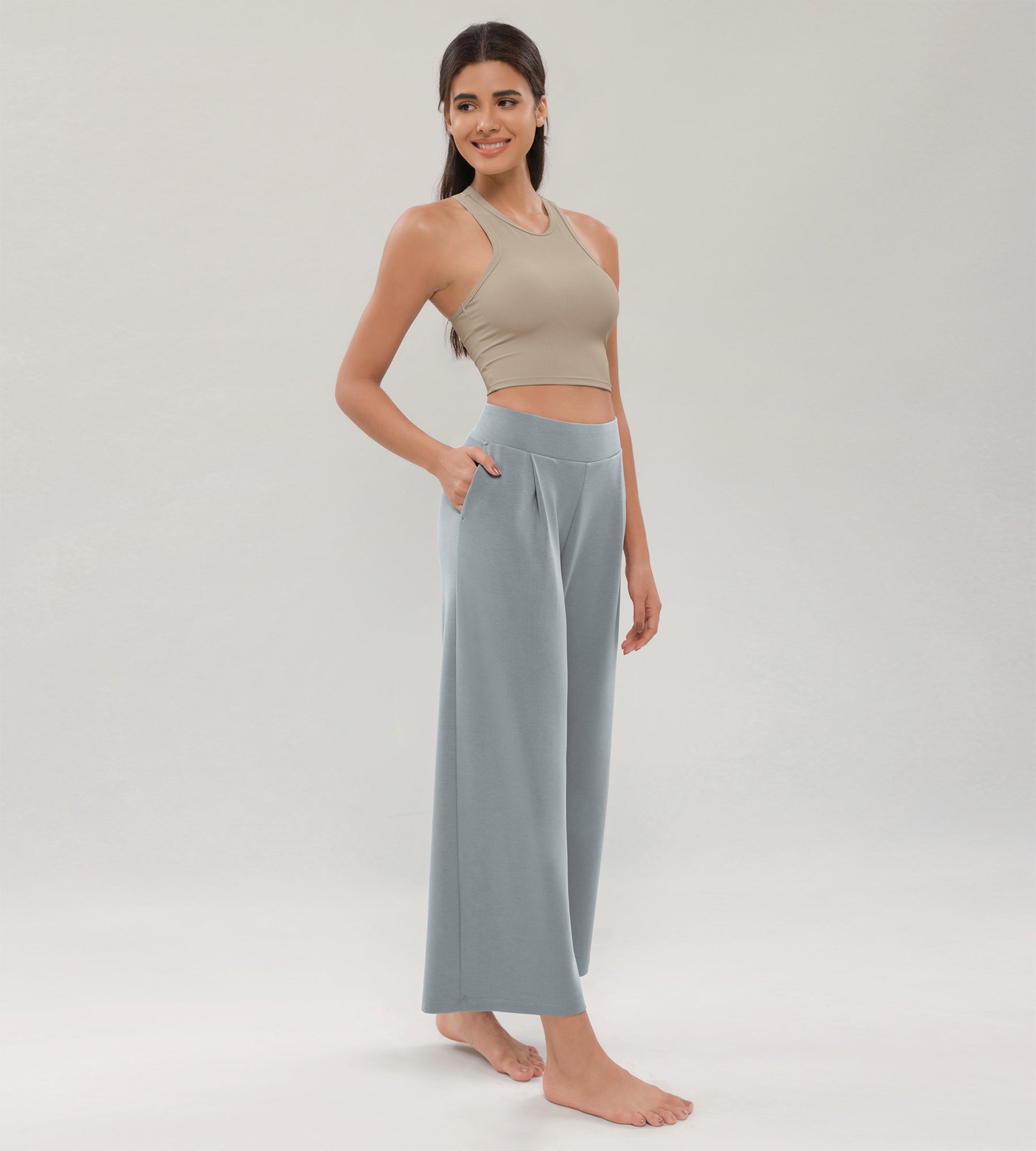 Modal Soft Wide Leg Cropped Casual Pants - ododos