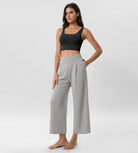 Modal Soft Wide Leg Cropped Casual Pants Heather Grey - ododos