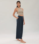 Modal Soft Wide Leg Cropped Casual Pants Navy - ododos